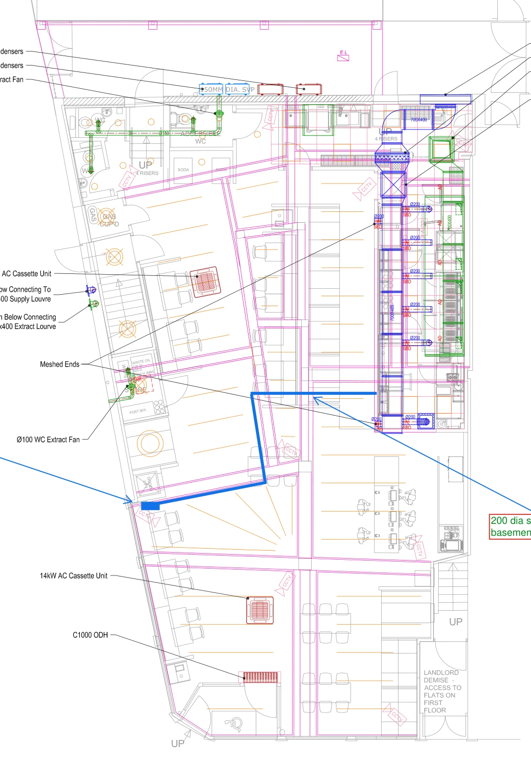 Issued ground-floor HVAC services drawing, Colchester, drawing 030-020-02 revision E